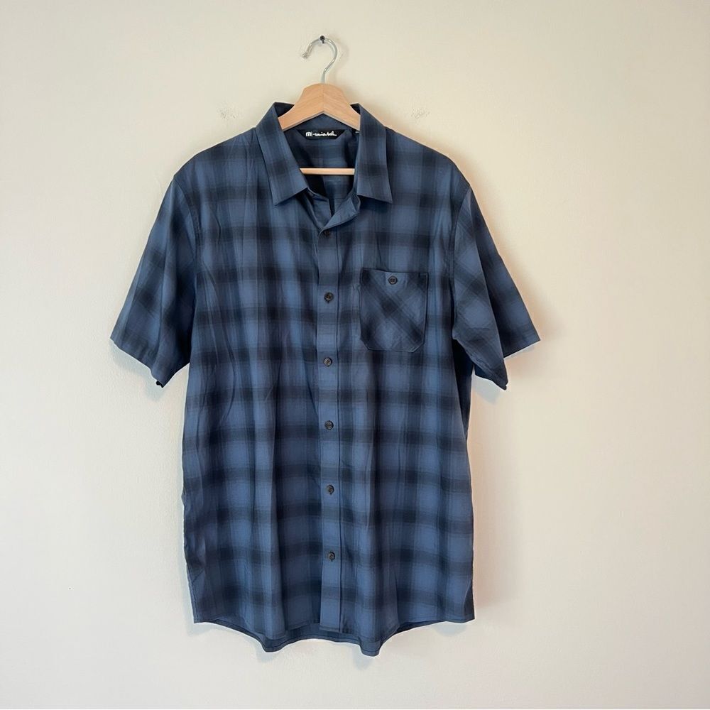 Travis‎ Mathew Mens Short Sleeve Button Up Shirt Blue Check Print Size XL - Picture 6 of 8